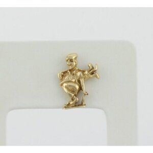 Mens 14k Yellow Gold Golf Tie Tack Lapel Pin Man Golf Bag